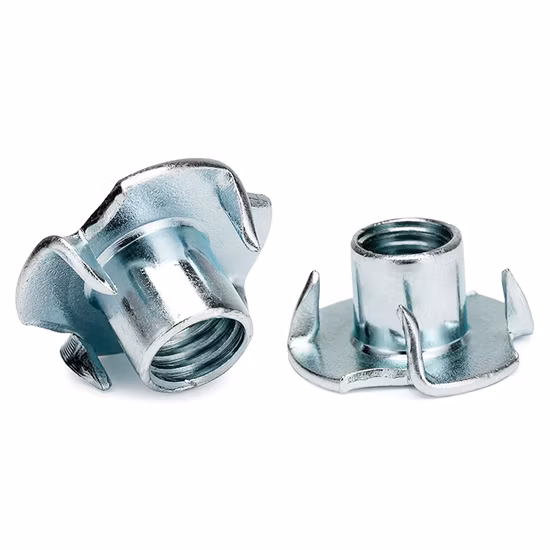 Tee Nuts, Carbon Steel T Nut, 4 Prong T Nuts Fastener Tee Nut, 1/4-20 X 1/4